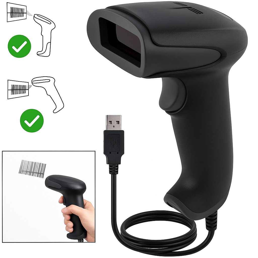Professionele barcode scanner - Zwart - Met USB aansluiting - Handscanner - Barcode lezer - Universeel